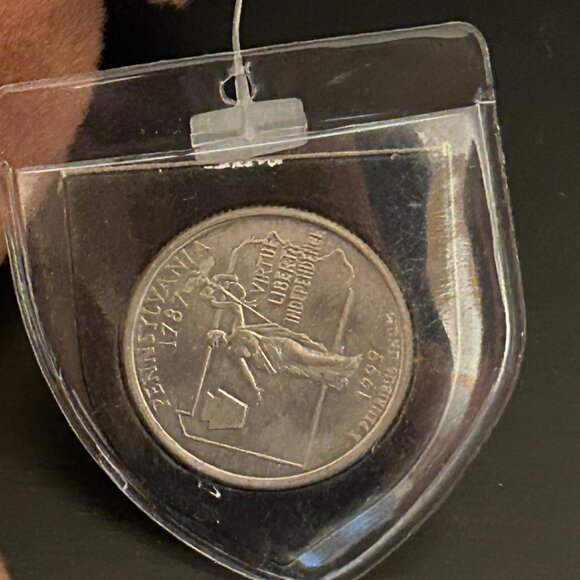 1999 Vintage Mary Meyer PENNSYVANIA Bear Quarter Cuddler with State Quarter - Picture 4 of 6